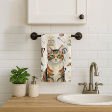 Load image into Gallery viewer, Patched Tabby Cat Coffee Time Kitchen Towel