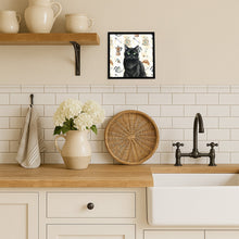 Load image into Gallery viewer, Persian Black Cat Coffee Time Framed Metal Print