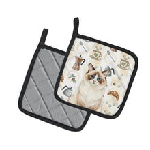 Load image into Gallery viewer, Ragdoll Bicolor Cat Coffee Time Pair of Pot Holders