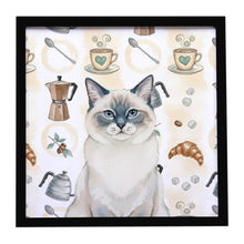 Load image into Gallery viewer, Ragdoll Blue Point Cat Coffee Time Framed Metal Print