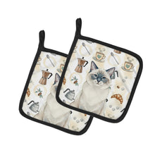 Load image into Gallery viewer, Ragdoll Blue Point Cat Coffee Time Pair of Pot Holders