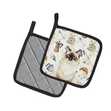 Load image into Gallery viewer, Ragdoll Seal Point Cat Coffee Time Pair of Pot Holders