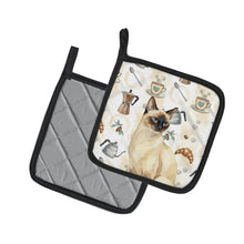 Load image into Gallery viewer, Seal Point Cat Coffee Time Pair of Pot Holders