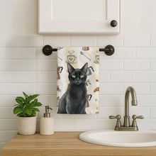 Load image into Gallery viewer, Solid Black Cat Coffee Time Kitchen Towel