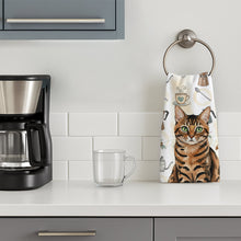 Load image into Gallery viewer, Spotted Tabby Brown Cat Coffee Time Kitchen Towel