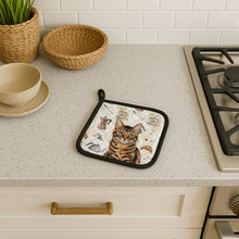 Load image into Gallery viewer, Spotted Tabby Brown Cat Coffee Time Pair of Pot Holders