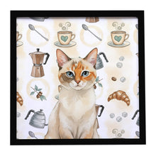 Load image into Gallery viewer, Tortie Point  Cat Coffee Time Framed Metal Print