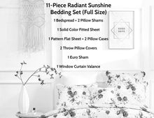 Load image into Gallery viewer, DaDa Bedding Bed in a Bag Bundle Set - Radiant Sunshine Yellow Hummingbirds Floral Bedding Set (JHW-925)