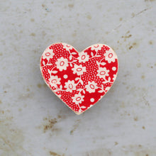Load image into Gallery viewer, Fabric-Faced Wooden Hearts