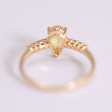 Load image into Gallery viewer, Faceted Mexican Fire Opal &amp; Diamond Engagement Ring 18K Yellow Gold