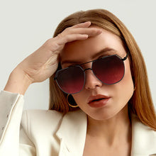 Load image into Gallery viewer, Farrah - Black Frame Ruby Lens Square Aviator Sunglasses