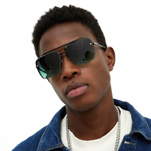 Load image into Gallery viewer, Bella - Tangle Free- Dark Green Oversized Squared Aviators