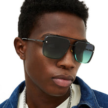Load image into Gallery viewer, Bella - Tangle Free- Dark Green Oversized Squared Aviators