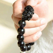 Load image into Gallery viewer, Natural Black Obsidian Carved Pixiu Bracelet - Prosperity &amp; Protection