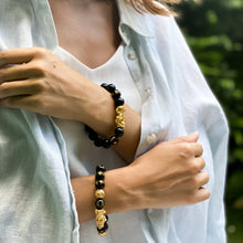 Load image into Gallery viewer, Natural Obsidian Pixiu Wealth &amp; Luck Engraved Bracelet