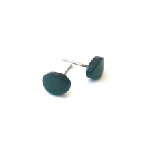 Load image into Gallery viewer, Forest Green Small Oval Stud Lucite Earrings