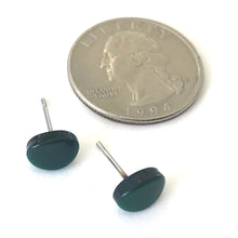 Load image into Gallery viewer, Forest Green Small Oval Stud Lucite Earrings
