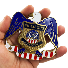 Load image into Gallery viewer, DL11-10 Field Operations huge vintage inspired CBP Field Ops US Customs Challenge Coin Eagle Flag 4 inch