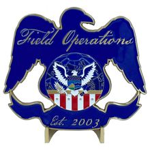 Load image into Gallery viewer, DL11-10 Field Operations huge vintage inspired CBP Field Ops US Customs Challenge Coin Eagle Flag 4 inch