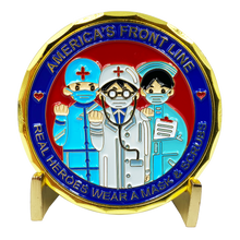 Load image into Gallery viewer, CL2-15 Fighting the Unknown on America's Front Line Essential Worker Nurse Doctor Medical Pandemic Response Challenge Coin