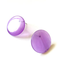 Load image into Gallery viewer, Bright Purple Marbled Disc Stud Earrings