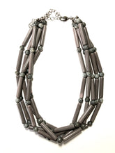 Load image into Gallery viewer, Grey Tube Beaded Sylvie Statement Necklace