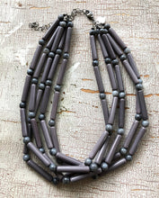 Load image into Gallery viewer, Grey Tube Beaded Sylvie Statement Necklace