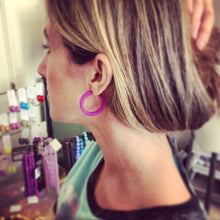 Load image into Gallery viewer, Neon Green Small Classic Hoop Earrings
