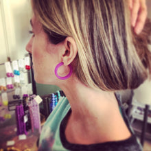 Load image into Gallery viewer, Silver Grey Frosted Small Classic Hoop Earrings