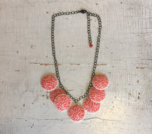 Load image into Gallery viewer, Coral &amp; Cream Hammered Poker Face Statement Necklace