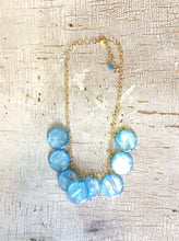 Load image into Gallery viewer, Ice Blue Wavy Moonglow Poker Face Statement Necklace