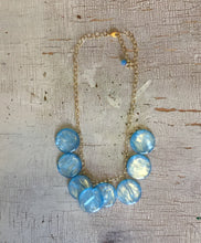 Load image into Gallery viewer, Ice Blue Wavy Moonglow Poker Face Statement Necklace