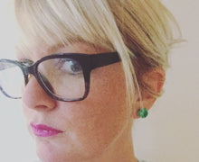 Load image into Gallery viewer, Black Pewter Pearl Lucite Ball Stud Earrings