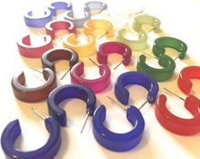 Load image into Gallery viewer, Cherry Red Moonglow Hugger Hoop Earrings