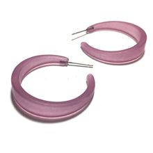Load image into Gallery viewer, Amethyst Purple Frosted Lola Hoop Earrings