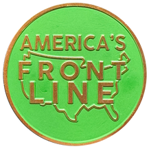 Load image into Gallery viewer, GL4-002 F Around and Find out Challenge Coin Thin Green Line Flag Spartan Gladiator Warrior Helmet Border Patrol Army Marines Veteran
