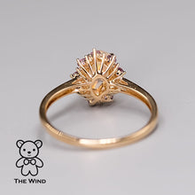Load image into Gallery viewer, Mexican Fire Opal Amethyst Diamond Engagement Halo Ring 18K Yellow Gold