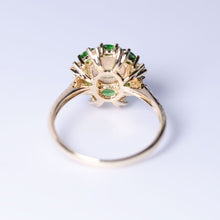 Load image into Gallery viewer, Fire Opal Tsavorite Diamond Engagement Ring 18K Yellow Gold