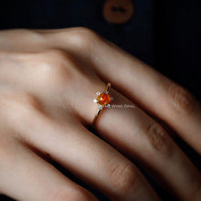 Load image into Gallery viewer, Fireball - Fire Opal &amp; Diamond Engagement Wedding Ring 18K Yellow Gold