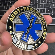 Load image into Gallery viewer, BL3-002 Volunteer Fire Fighter AEMT EMT Paramedic Fire Rescue Department Challenge Coin