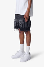 Load image into Gallery viewer, Flame Denim Shorts - Washed Black