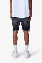 Load image into Gallery viewer, Flame Denim Shorts - Washed Black
