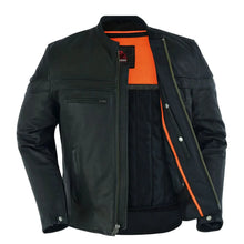 Load image into Gallery viewer, Men's Sporty Lightweight Black Leather Cross Over Jacket