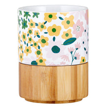 Load image into Gallery viewer, Floral Ceramic Mug with Bamboo Base