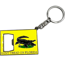 Load image into Gallery viewer, EL12-011 Don't Tread on Me Florida Flag Challenge Coin Bottle Opener Keychain Governor DeSantis Don't Tread on Florida