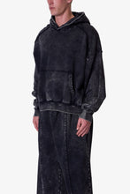 Load image into Gallery viewer, Frayed Seam Acid Wash Hoodie - Black