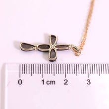 Load image into Gallery viewer, Free Shaped Doublet Opal Cross Necklace 14K Yellow Gold