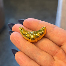 Load image into Gallery viewer, French Croissant Brooch in Gold &amp; Silver 1.4" Metal Pin for Food Lovers