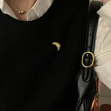 Load image into Gallery viewer, French Croissant Brooch in Gold &amp; Silver 1.4" Metal Pin for Food Lovers
