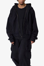 Load image into Gallery viewer, Full Zip Hoodie - Washed Black